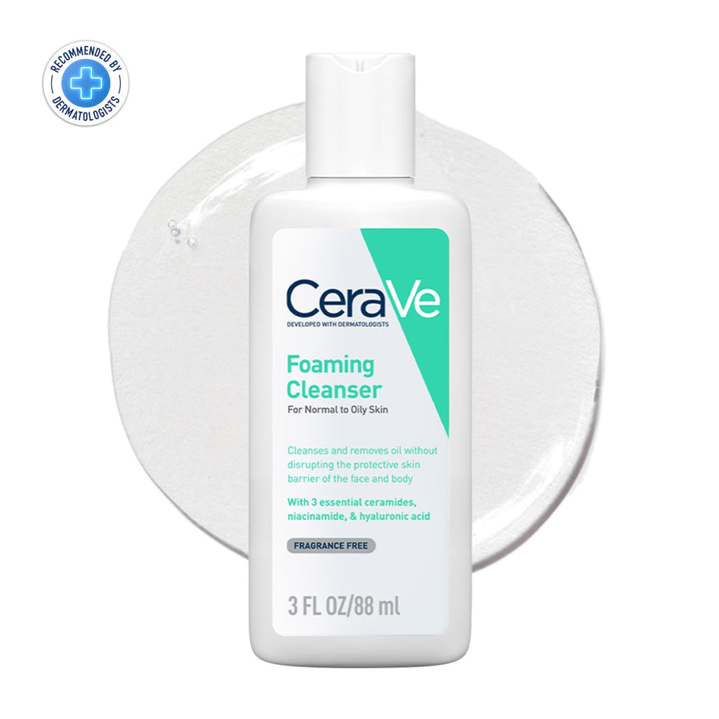 CeraVe Foaming Cleanser For Normal To Oily Skin (88ml) - Dermatologist-Developed Facewash | Non-Comedogenic And Fragrance-Free Cleansers For Acne-Prone Skin
