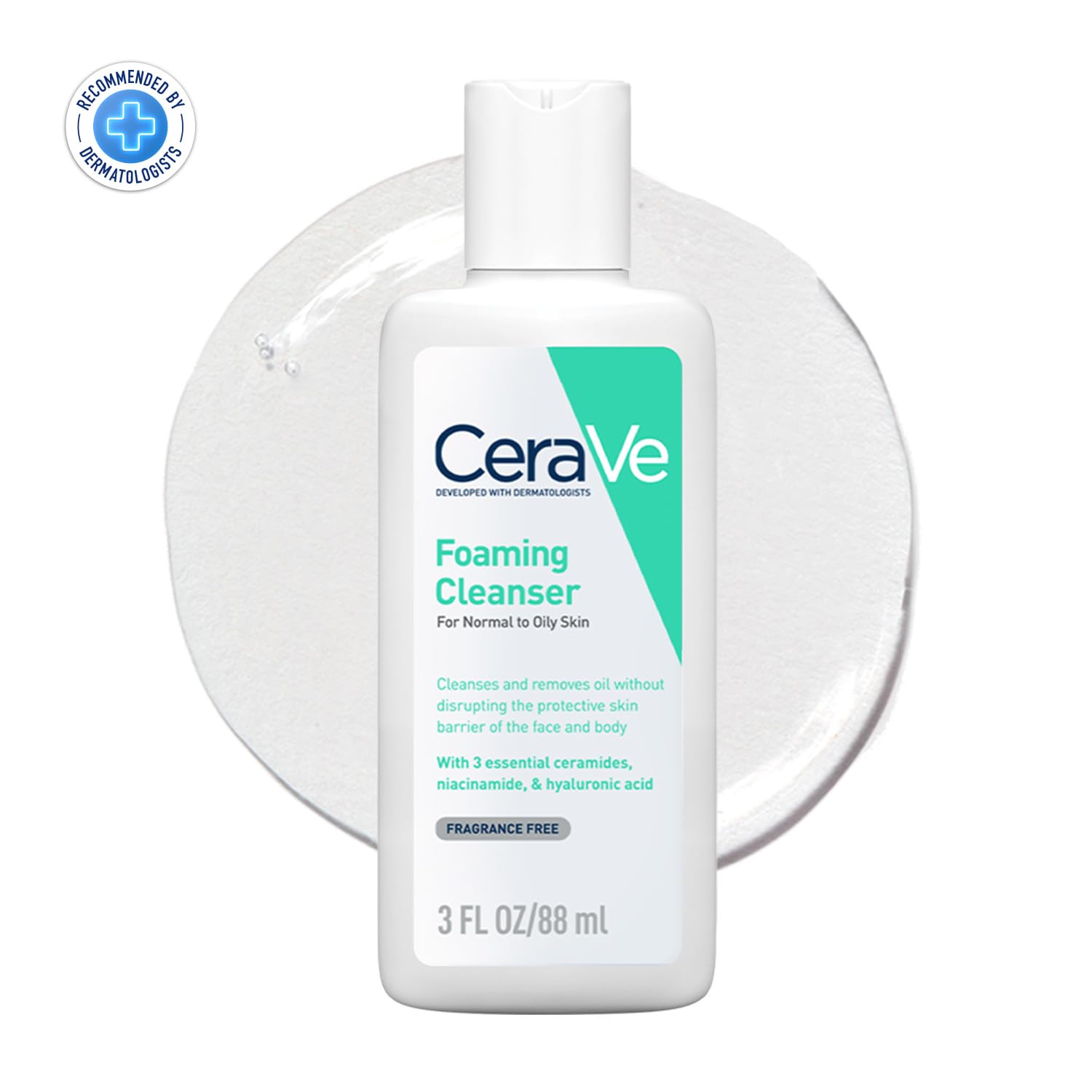 CeraVe Foaming Cleanser For Normal To Oily Skin (88ml) - Dermatologist-Developed Facewash | Non-Comedogenic And Fragrance-Free Cleansers For Acne-Prone Skin