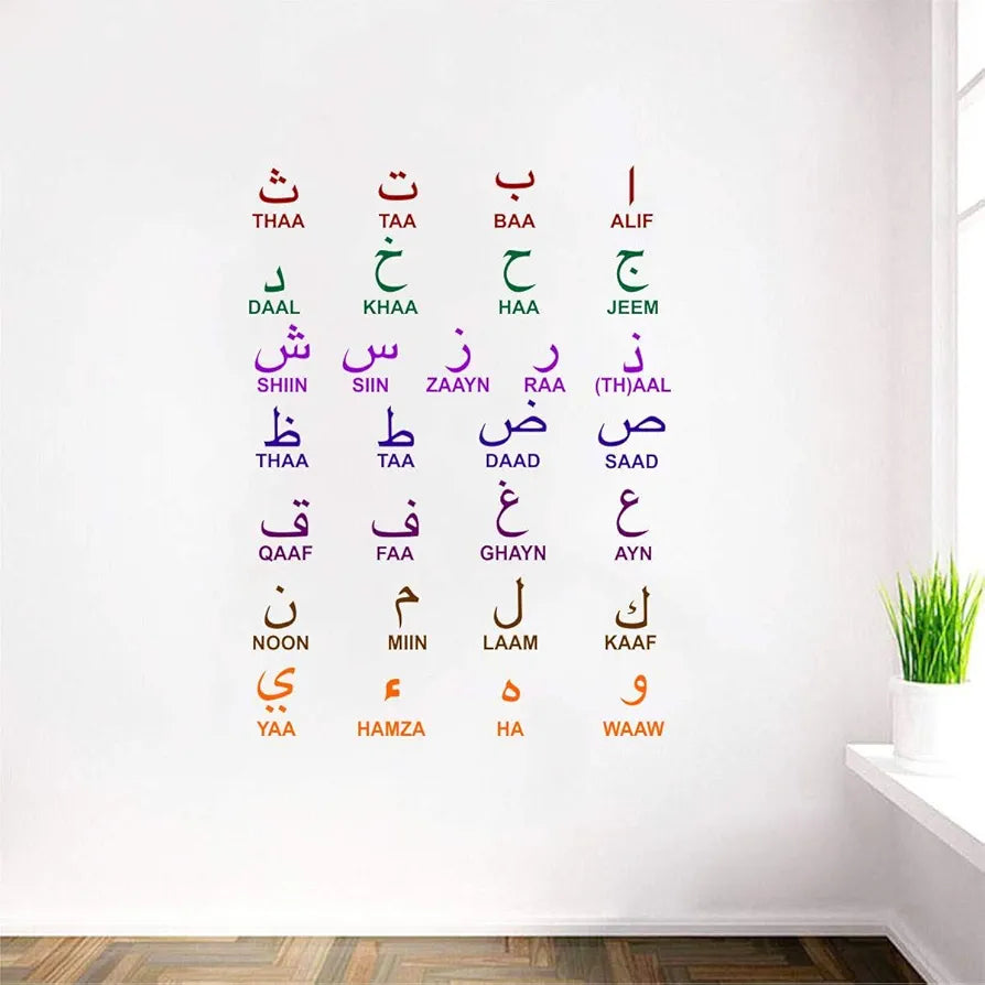 Decal O Decal Vinyl Arabic Alphabets with English Letters Wall Stickers Pack of 1-Self-Adhesive