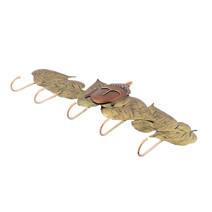 Ecraftindia Buddha Head With Green Leaves Wrought Iron Key Holder | Red and Brown