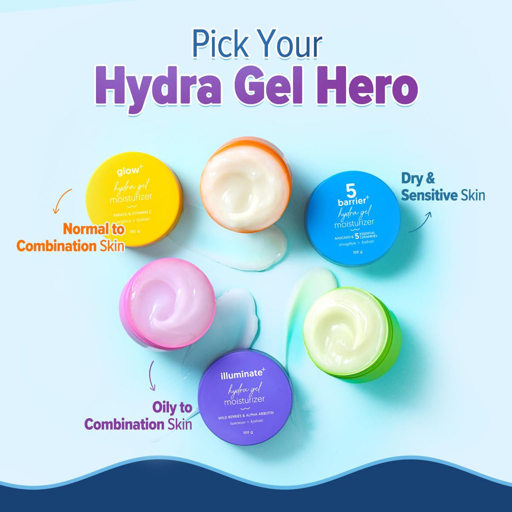 Aqualogica Illuminate + Hydra Gel Moisturizer with Wild Berries & Alpha Arbutin-100g|24 Hour Intense Hydration|Water-Like Gel Texture|Non-Sticky & Quick Absorbing for Luminous Skin