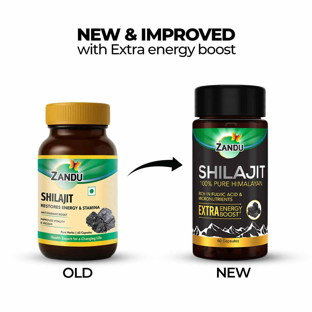 Zandu Shilajit Capsules, Infused with Goodness of Natural Shilajit Extracts, Helps Boost Immunity & Energy, Supports Metabolism -Pack Of 60 Vegetarian Capsules