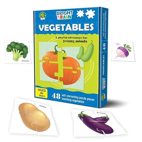 The Book Tree Bright Brain Vegetables 48 Piece Jigsaw Puzzle for Preschoolers Educational Toy