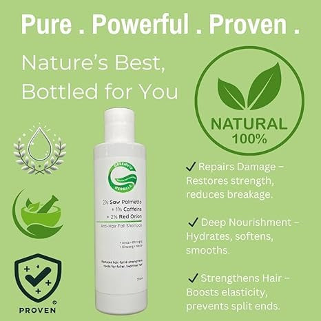Greenviv 2% Saw Palmetto + 1% Caffeine + 2% Red Onion Anti-Hair Fall Shampoo - 200 ml