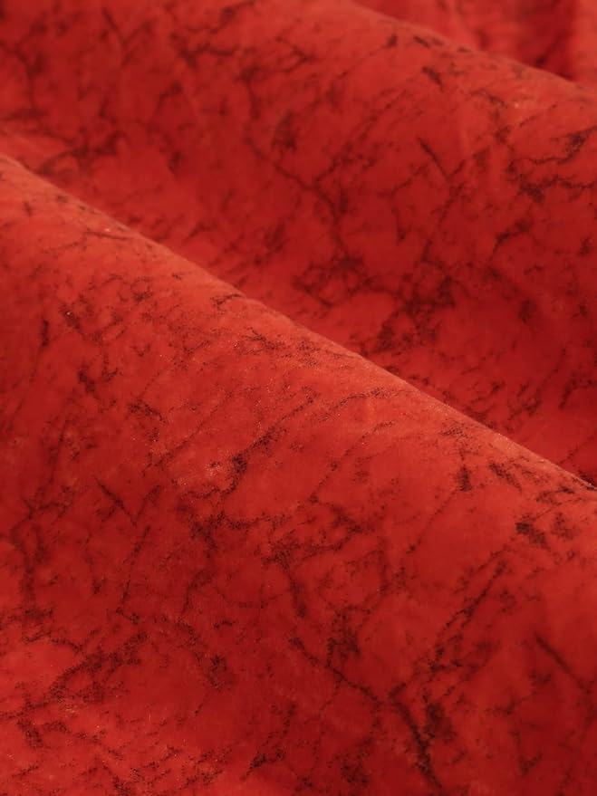 Cortina 2 Piece Solid Design Panel Eyelet Velvet Door Curtains | 7 Feet | Red