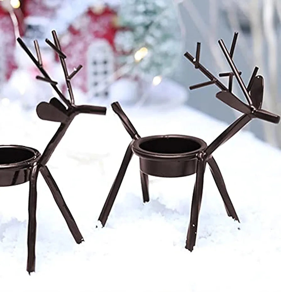 The Purple Tree Cast Iron Christmas Reindeer Tealight Holder Pack of 2