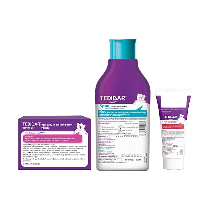 Torrent pharma Tedibar Baby Bathing Bar, Spoo Baby Shampoo And B4 Nappi Cream Diaper Rash Cream Combo