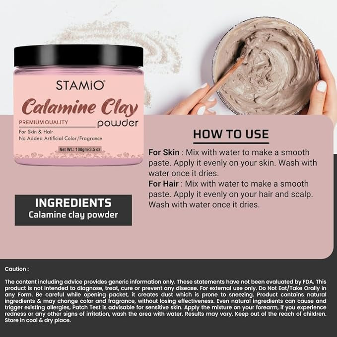 Stamio Calamine Clay Powder - 100 gms