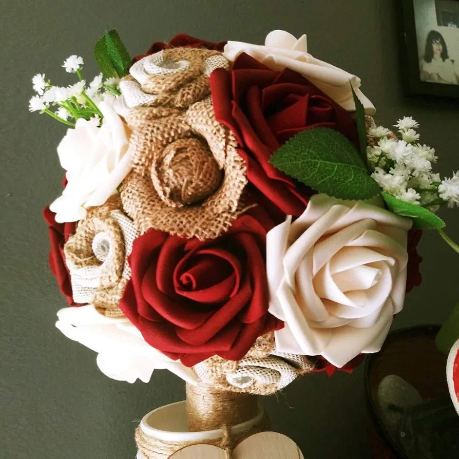 Artificial Flowers Blush Fake Roses Real Looking Foam Roses with Stem Blush