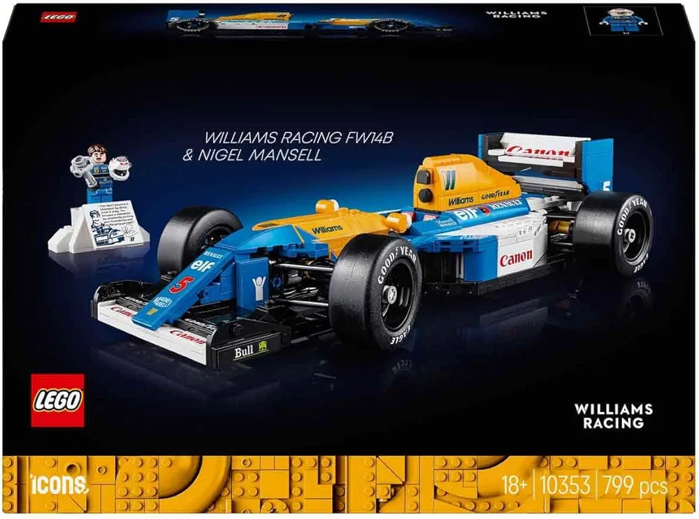 Lego Icons Williams Racing FW14B & Nigel Mansell Home Office Desk Decor 10353 Building Blocks for 18+ Gift