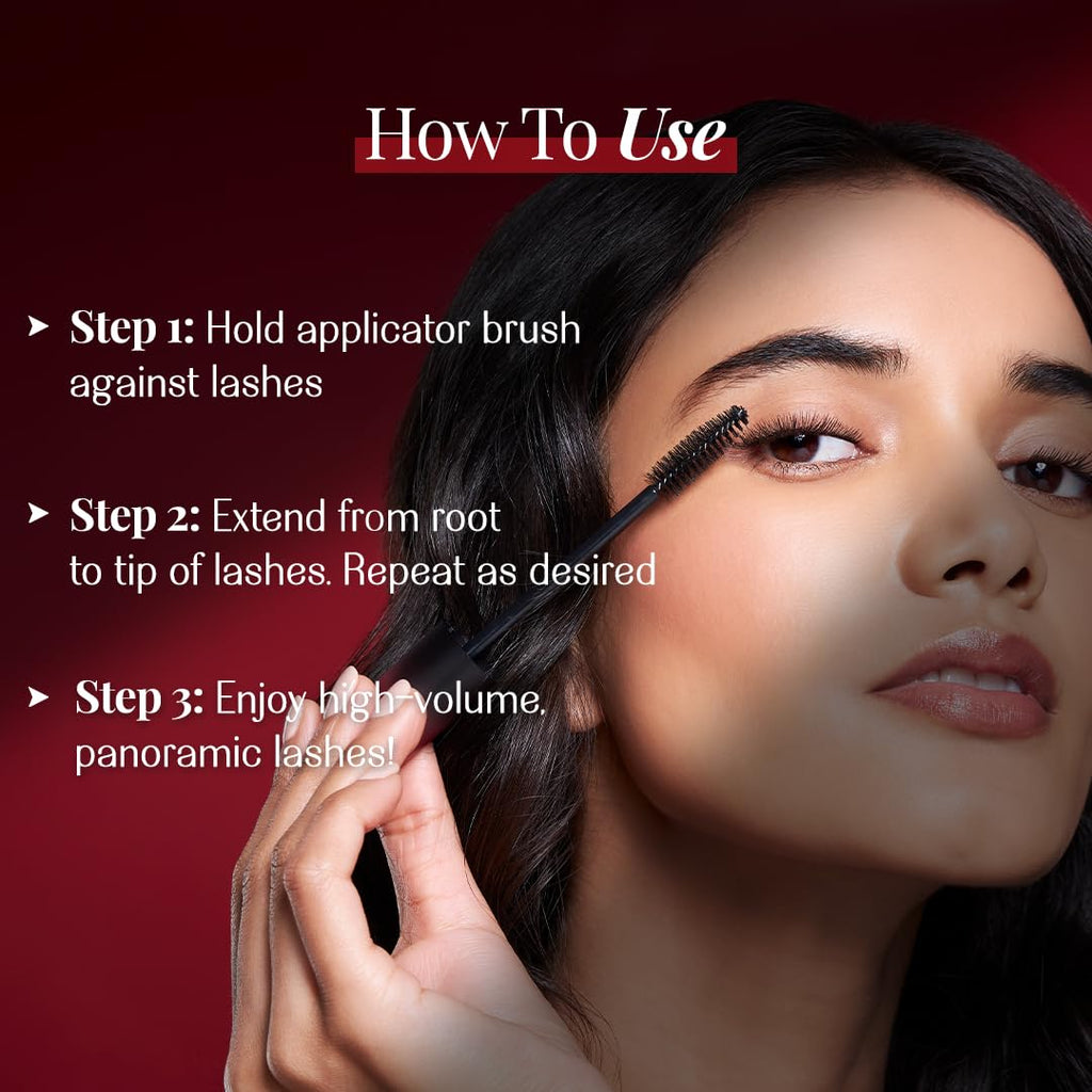 LoveChild Masaba Amplif-EYE Mascara, Black, Volumizing & Nourishing Eye Makeup with Castor Oil & Calendula, Matte Finish, Water-Resistant & Long-Lasting, Black Mascara for Bold Lashes, 4.5g