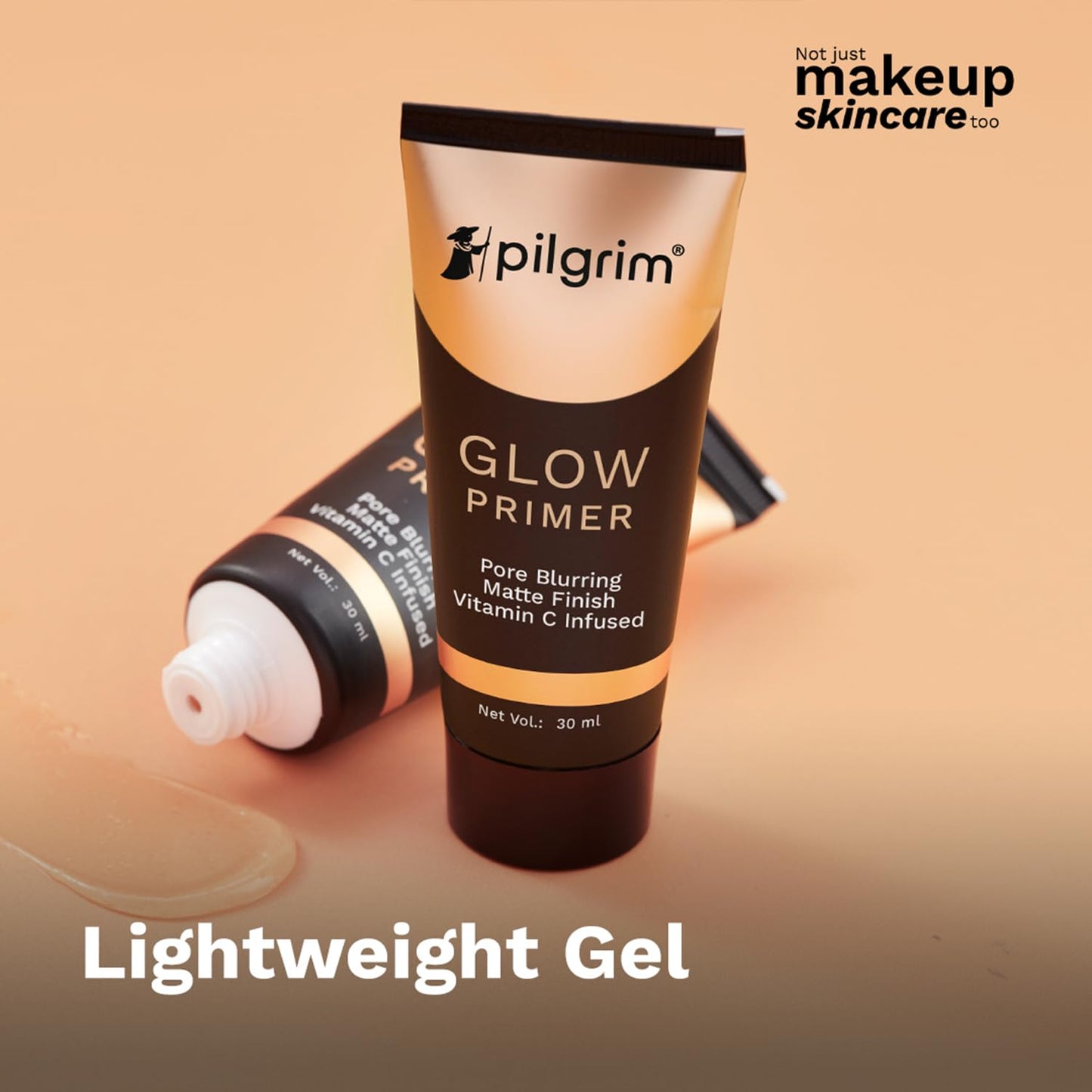 Pilgrim Glow Primer Lightweight Gel Based Velvety Matte Finish, Blurs Pores, Vit C+E Infused -30ml