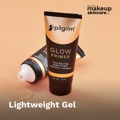 Pilgrim Glow Primer Lightweight Gel Based Velvety Matte Finish, Blurs Pores, Vit C+E Infused -30ml