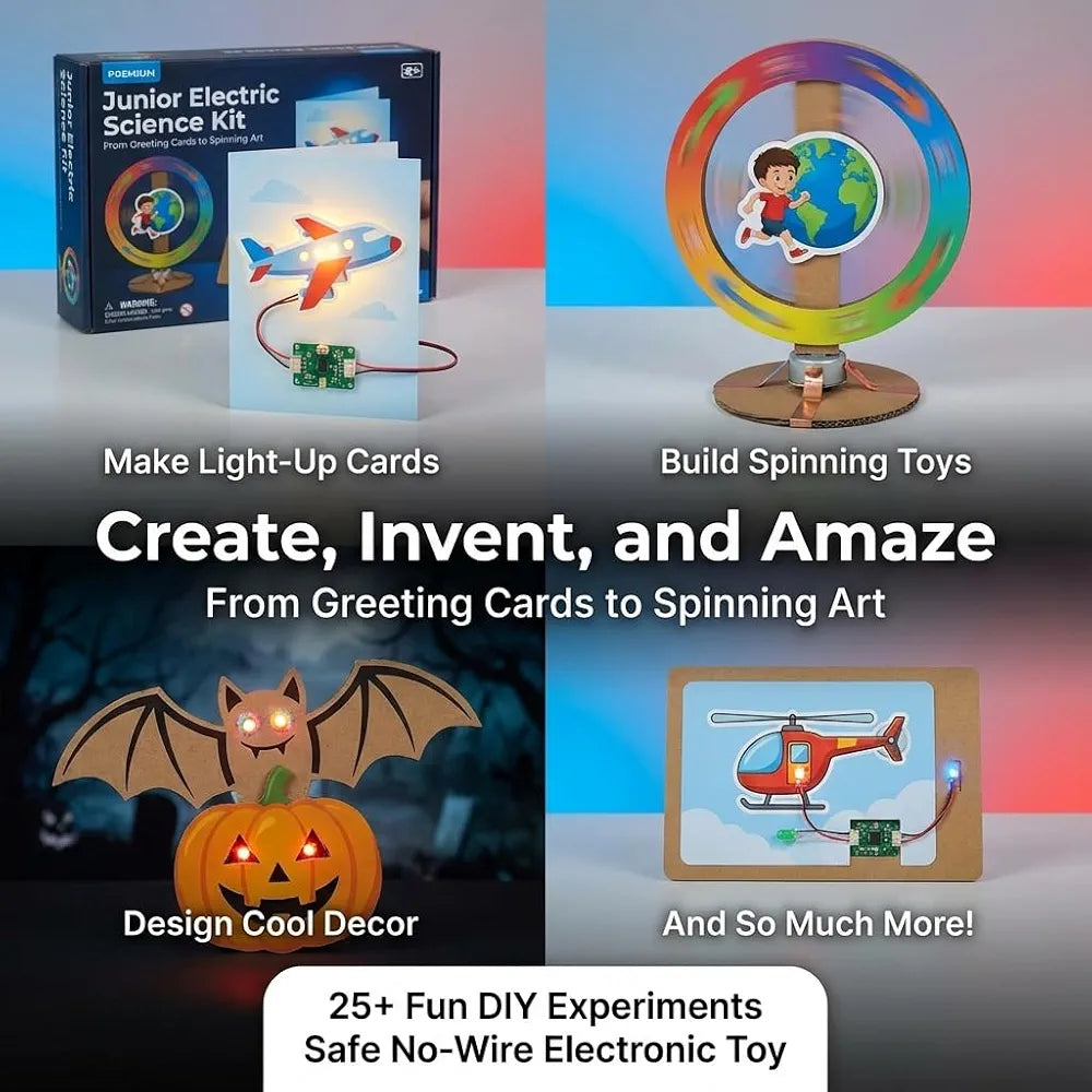 PW Junior Electric Science Kit for Kids 8–12, STEM Learning Toy with 25+ Safe DIY Circuit Experiments