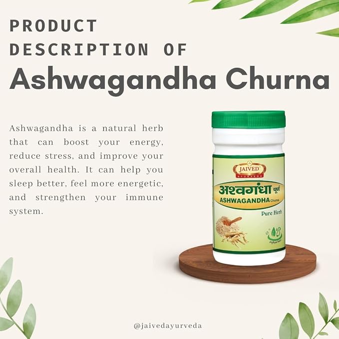 Jaived Ayurveda Ashwagandha Churna | Boosts Immunity, Relieves Stress | 100 Gms | Pack of 3