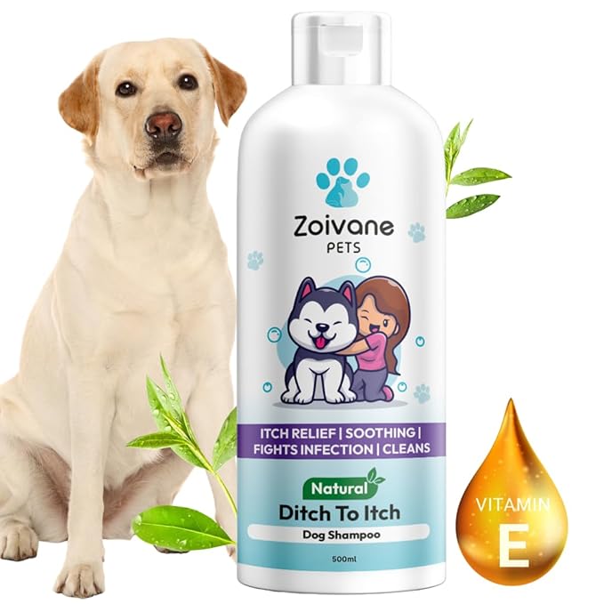 Zoivane Dog Shampoo | Ditch to Itch & Dog Anti Dandruff Shampoo - 500 Ml Pet Shampoo for Dogs | Pack of 1
