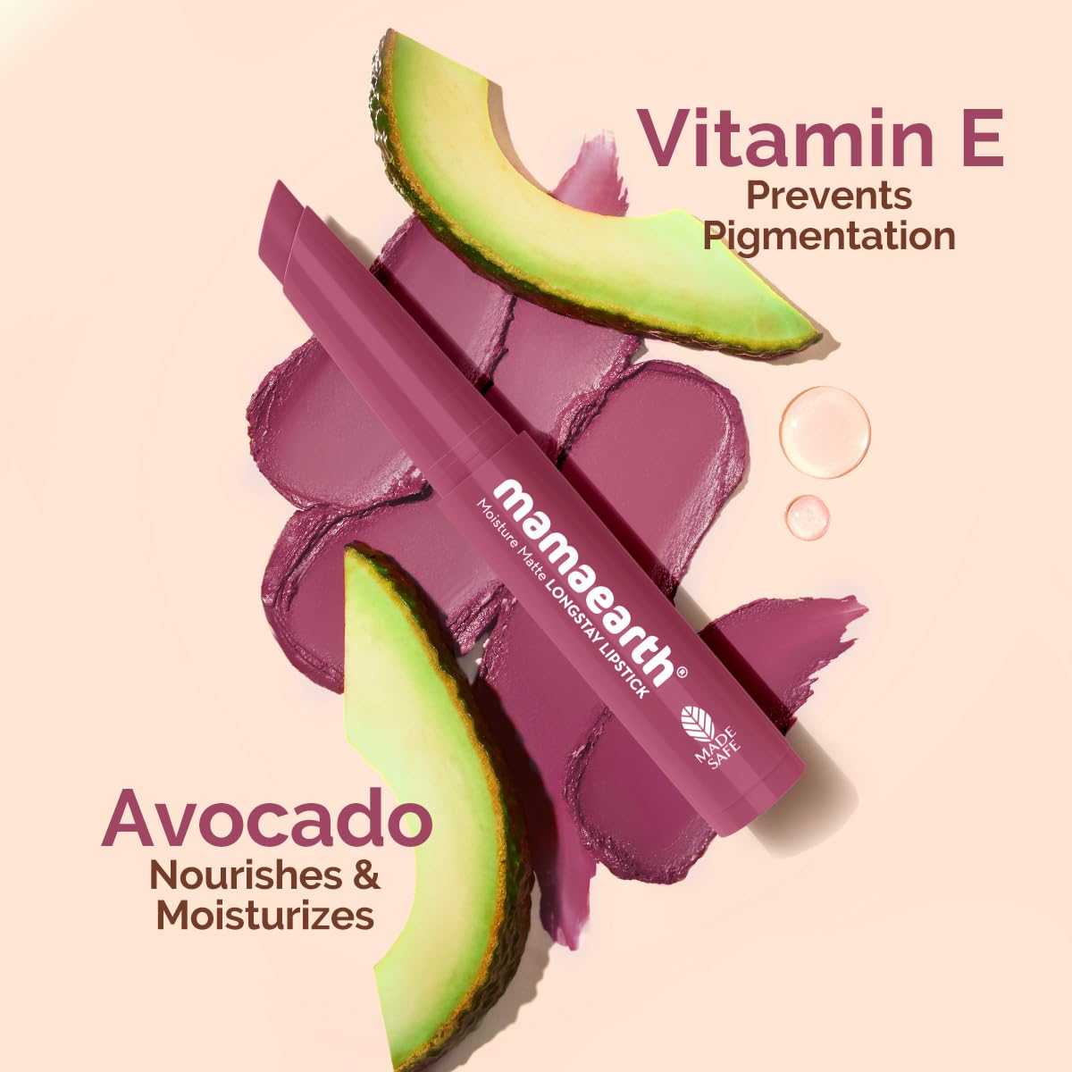 Mamaearth Moisture Matte Longstay Mini Lipstick with Avocado Oil & Vitamin E for 12 Hour Long Stay-08 Pink Tulip - 0.7 g