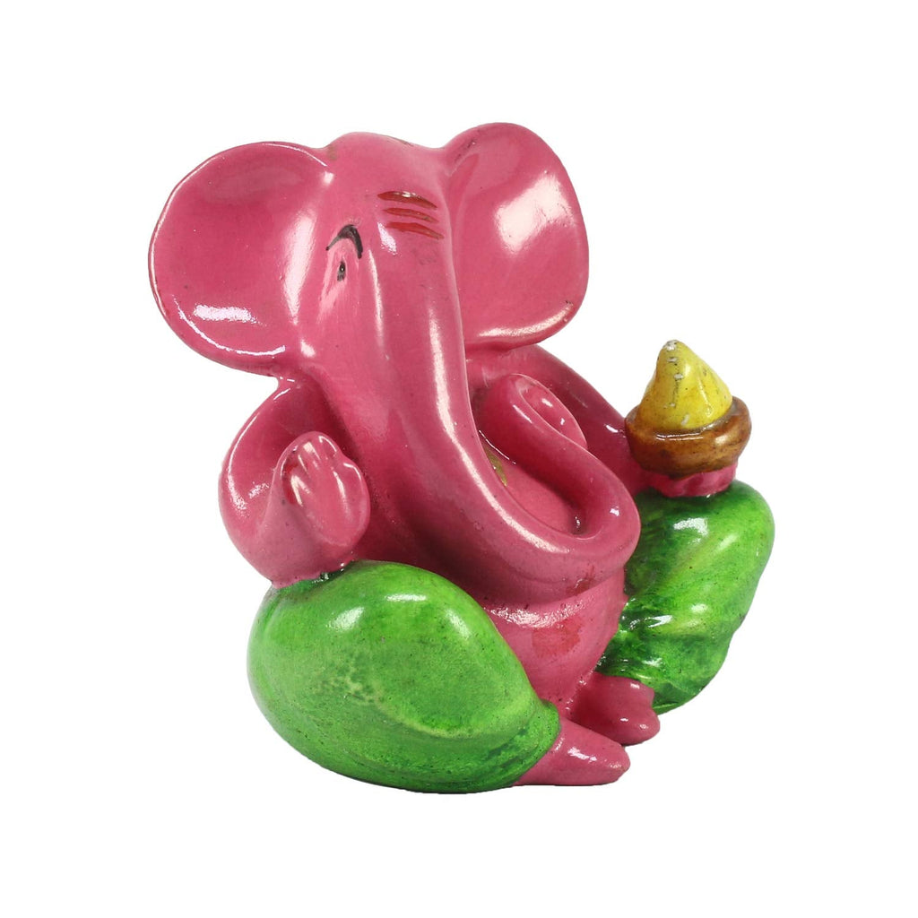 Ecraftindia 'Decorative Lord Ganesha' Showpiece | Pink and Green