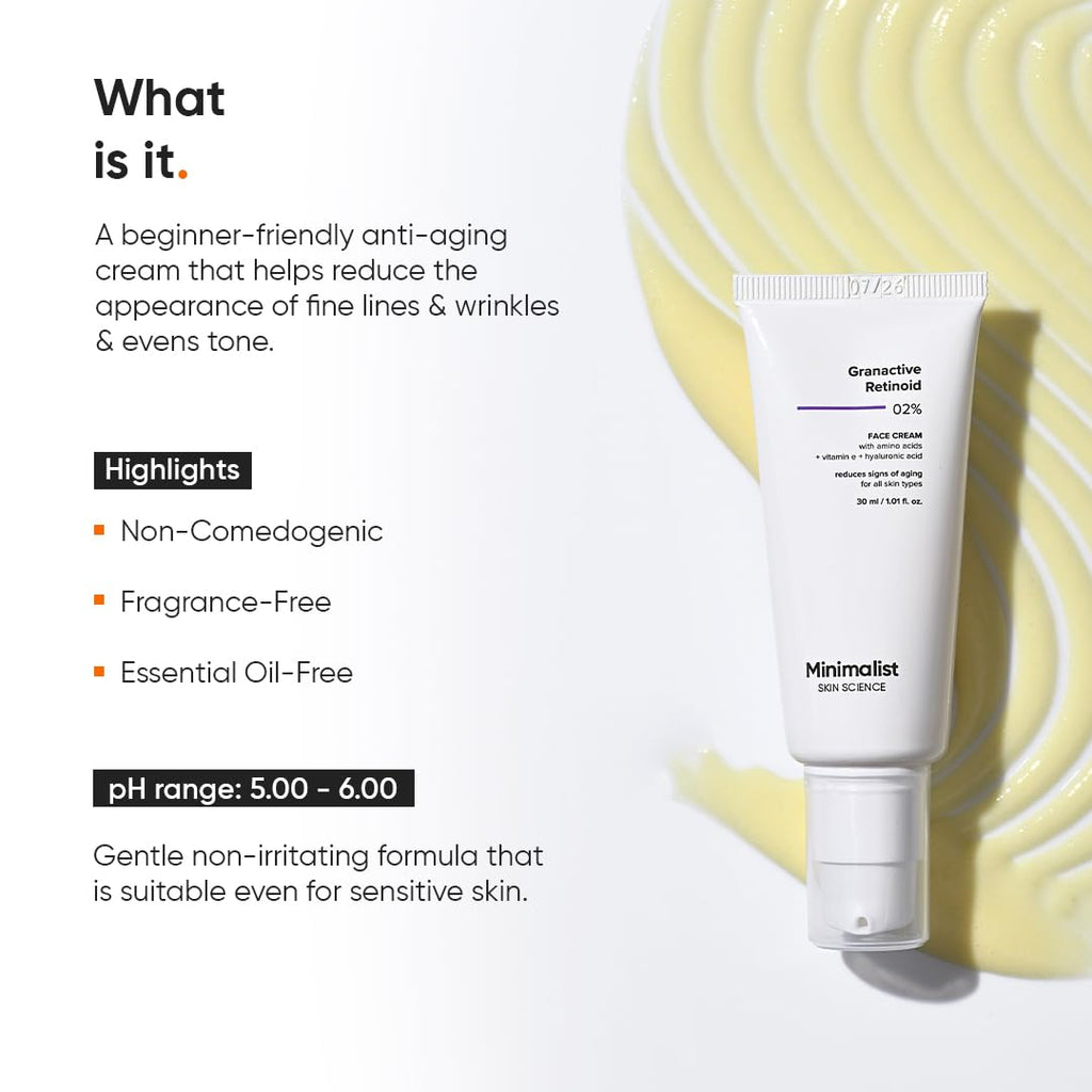 Minimalist 2% Retinoid Anti Ageing Night Cream for Wrinkles & Fine Lines | With Retinol Derivative For Sensitive Skin