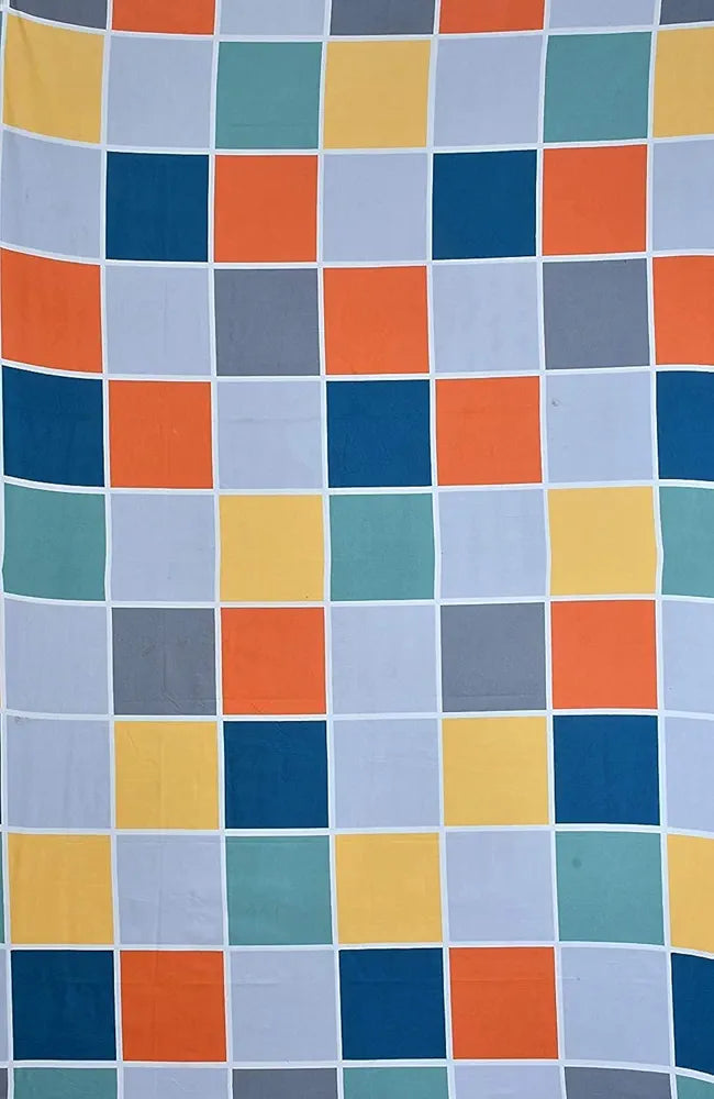 The Home Style Cotton Feel Glace Cotton Elastic Fitted Printed Double Bed King Size Bedsheet with 2 Pillow Cover Vibrant Checks