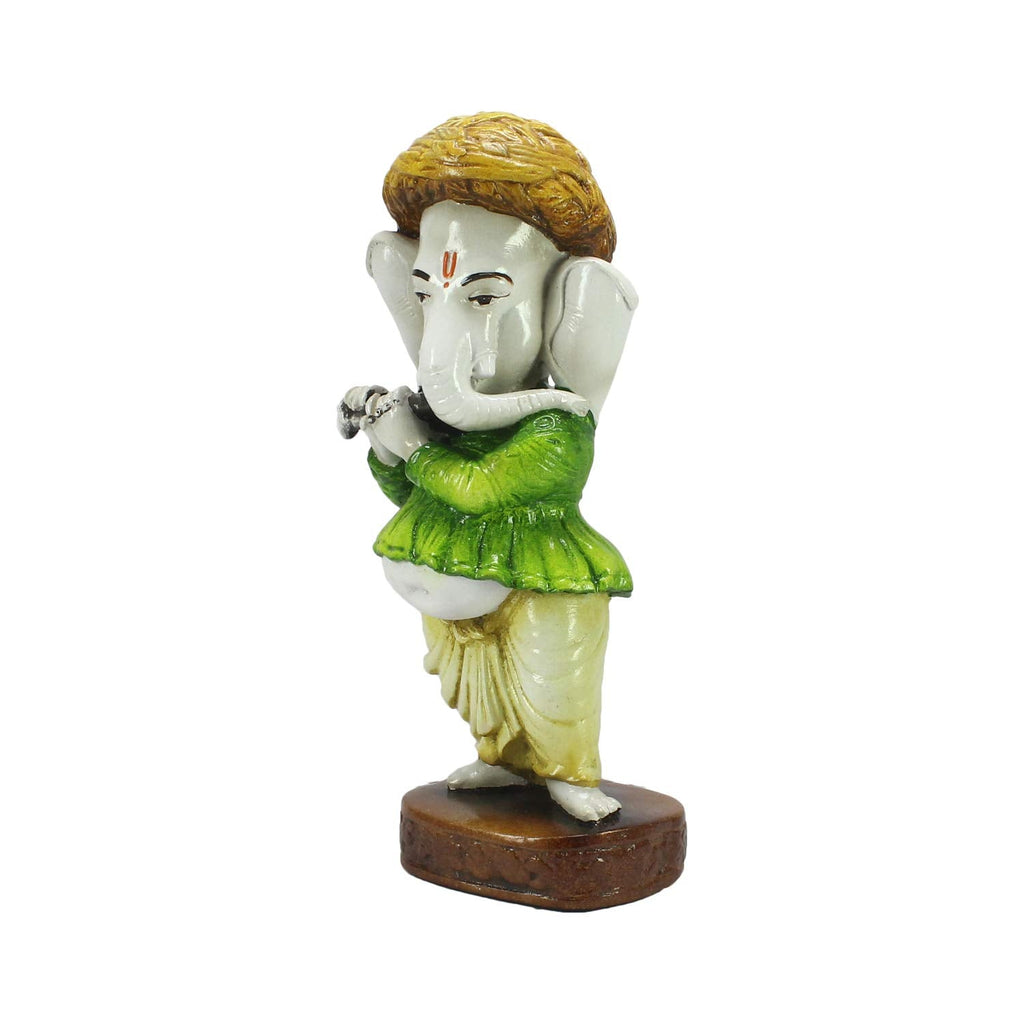 Ecraftindia Lord Ganesha Playing Instrument Statue | Green