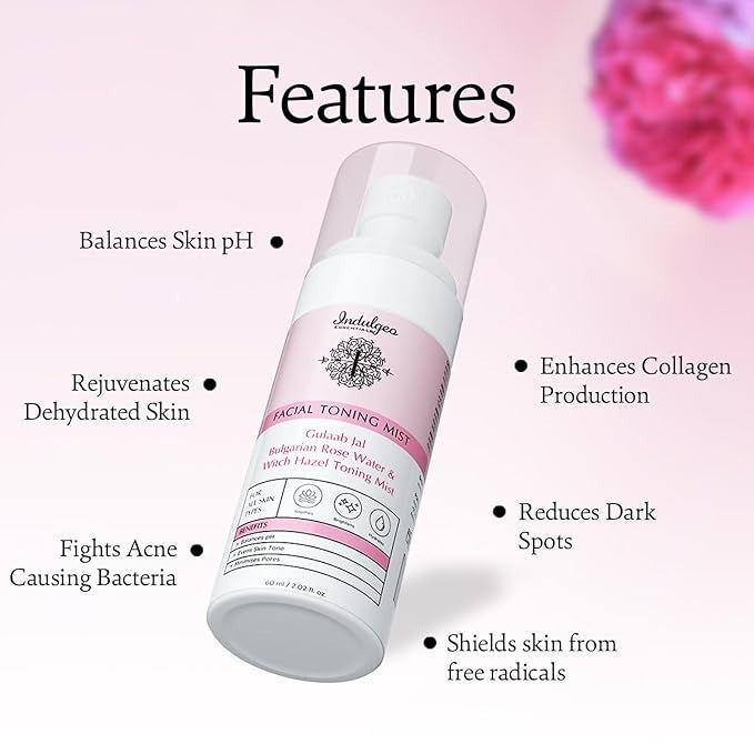Indulgeo Essentials Gulaab Jal Facial Toning Mist/Toner - 60 ml