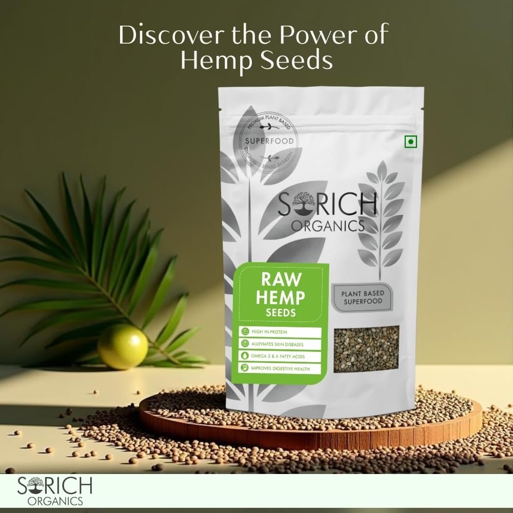 Sorich Organics Hemp Hearts Seed 200g – Raw, Shelled Hemp Seeds | High Protein, Omega 3 & 6 | Keto, Vegan, Gluten-Free Superfood, Great for Smoothies & Salads.
