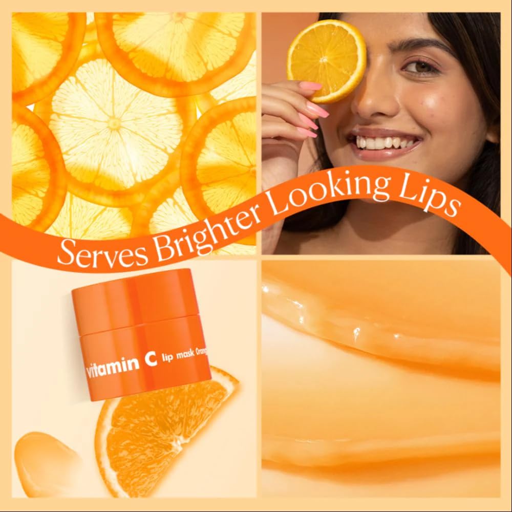 The Face Shop Vitamin C Lip Sleeping Mask (5g) - Smooths & Softens Dry Lips - Hydrating Lip Balm - Overnight Lip Care - Korean Skin Care