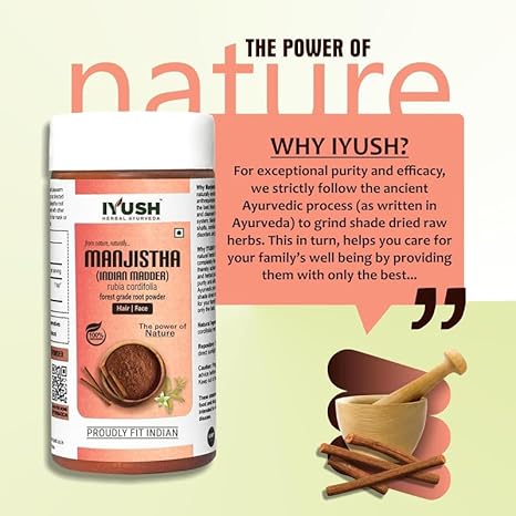 Iyush Herbal Ayurveda Manjistha Powder Each - 100 gms (Pack of 2)
