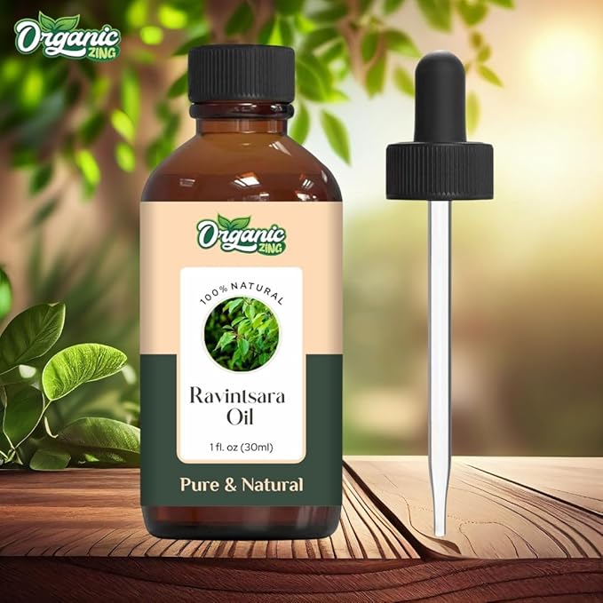 Organic Zing Ravintsara (Cinnamomum Camphora) Oil | Essential Oil for Aroma, Skincare & Massage - 30 Ml