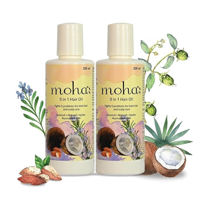 moha: 5 in 1 Hair Oil - 200 ml (Pack of 2)