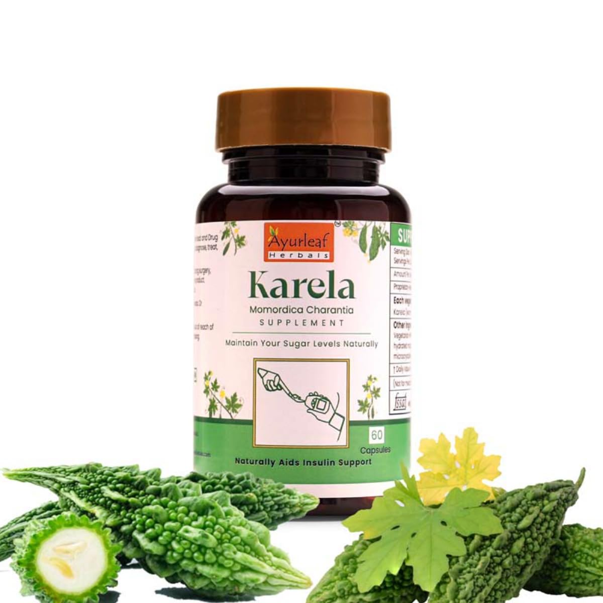 Ayurleaf Herbals Karela (Bitter Melon) Capsules - 120 Caps Pack of 2