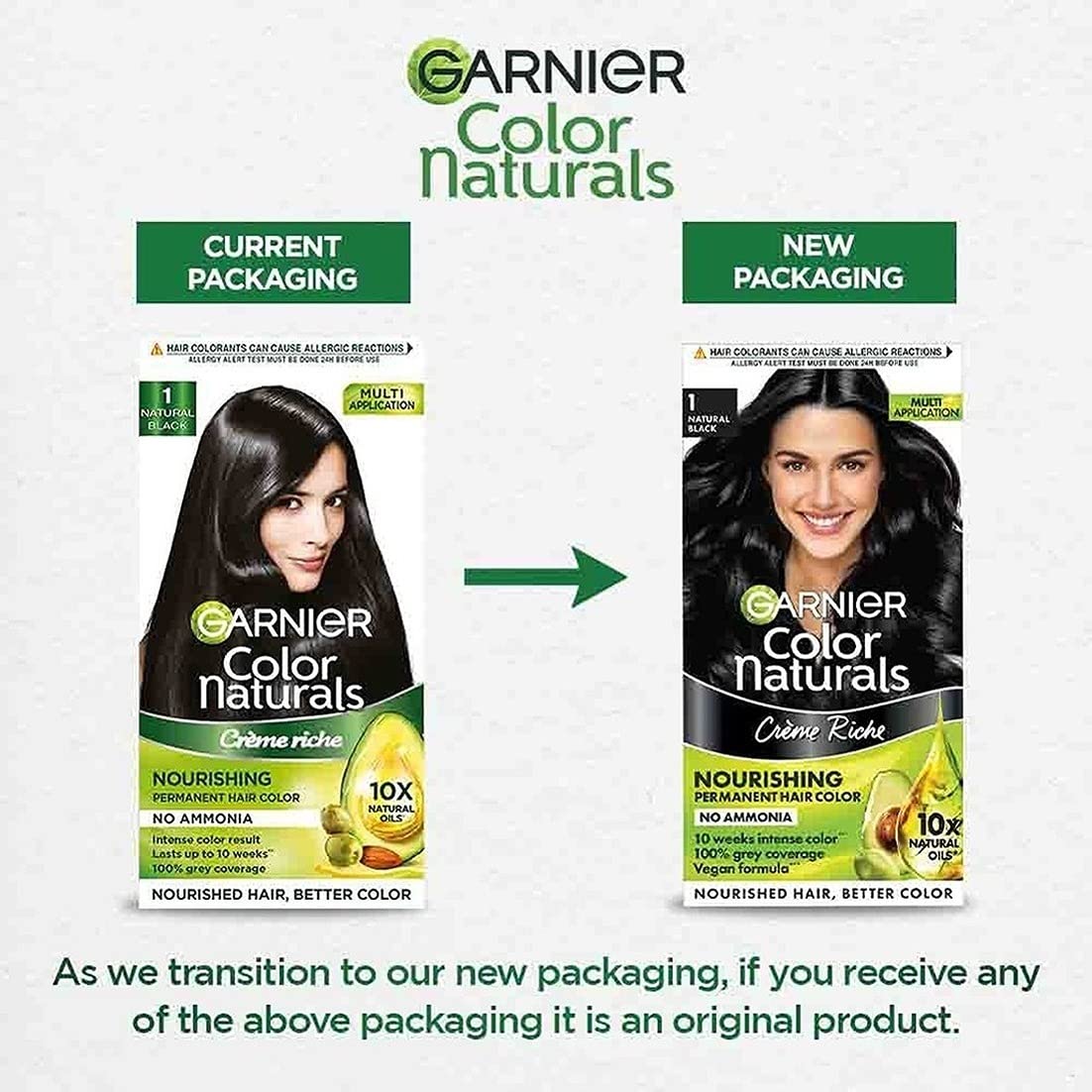 Garnier Skin Naturals, Day Cream, Bright Complete Vitamin C Serum Cream, 45 g & Garnier, Hair Colouring Creme, Long-lasting Colour, Shade: 1 Natural Black, 70ml + 60g