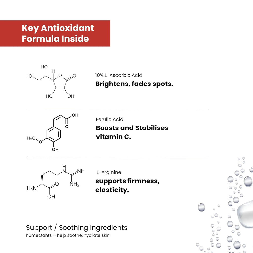 The True Therapy Vitamin C Serum for Glowing Skin, Skin Brightening Serum for Face with 10% L-Ascorbic Acid Face Serum, Fragrance Free â€“ 30 ml