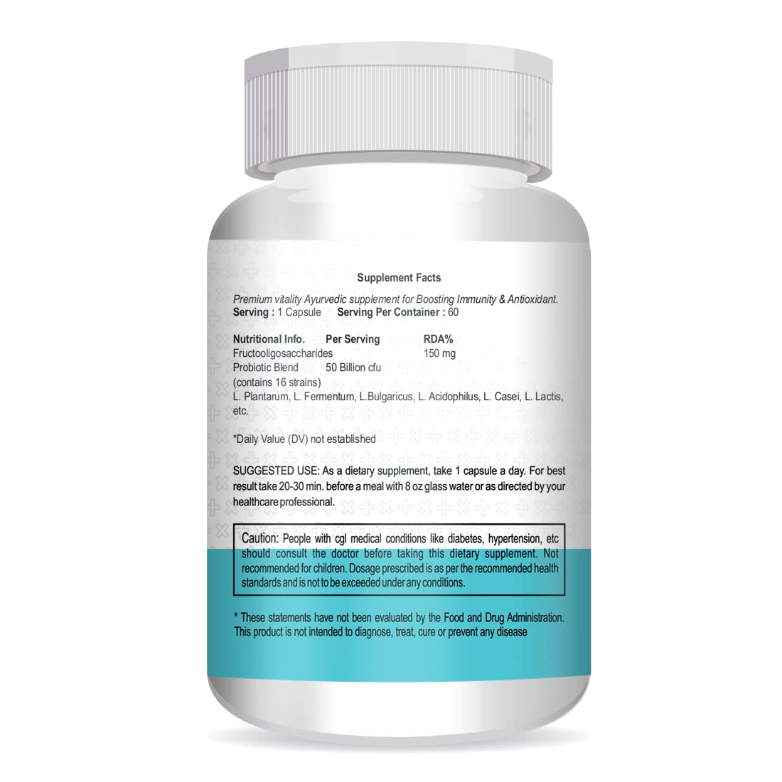 Vokin Biotech Probiotics+ Prebiotics Supplement 50 Billion Cfu For Women & Men With Prebiotics 150 mg | Probiotic Capsules For Digestion Support, Gut Health And Immunity â€“ 60 Veg Capsules