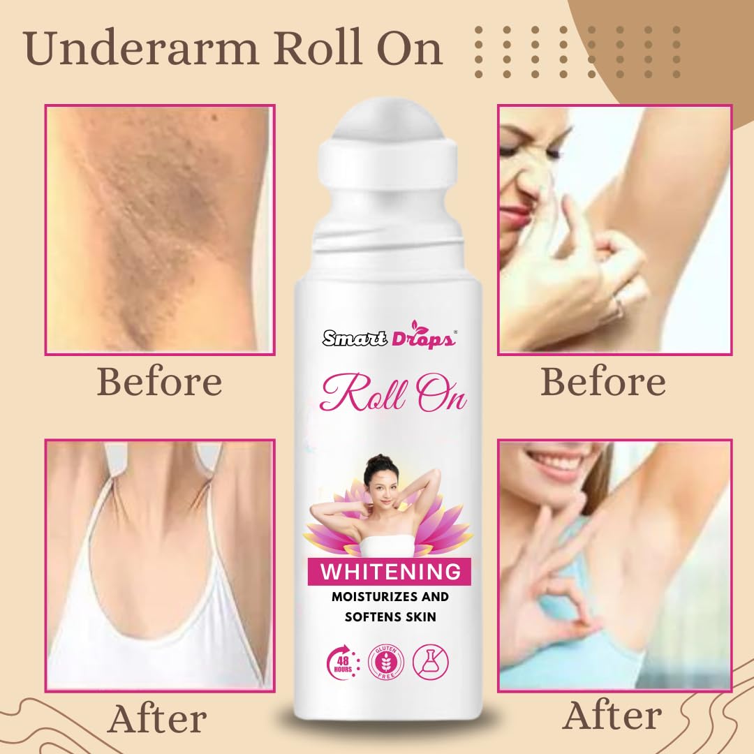 Smartdrops Underarm Roll On | Deodorant Underarm Roll On Brightens Skin | Reduces Pigmentation | Underarm Roll On For Women | Pack 1