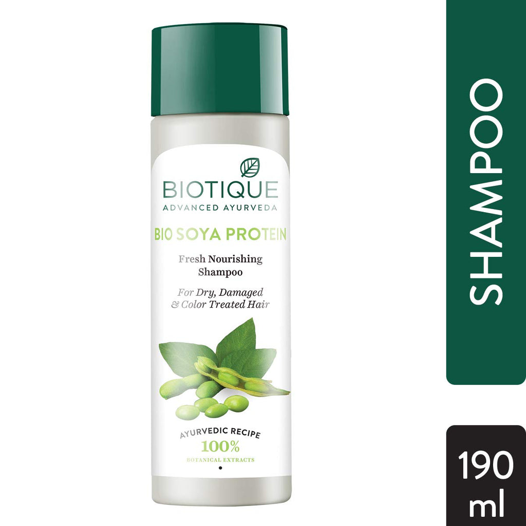 Biotique Bio Green Apple Fresh Daily Purifying Shampoo and Conditioner for Oily Scalp and Hair, 180m & Biotique Bio Soya Protein Fresh Nourishing Shampoo, 190ml