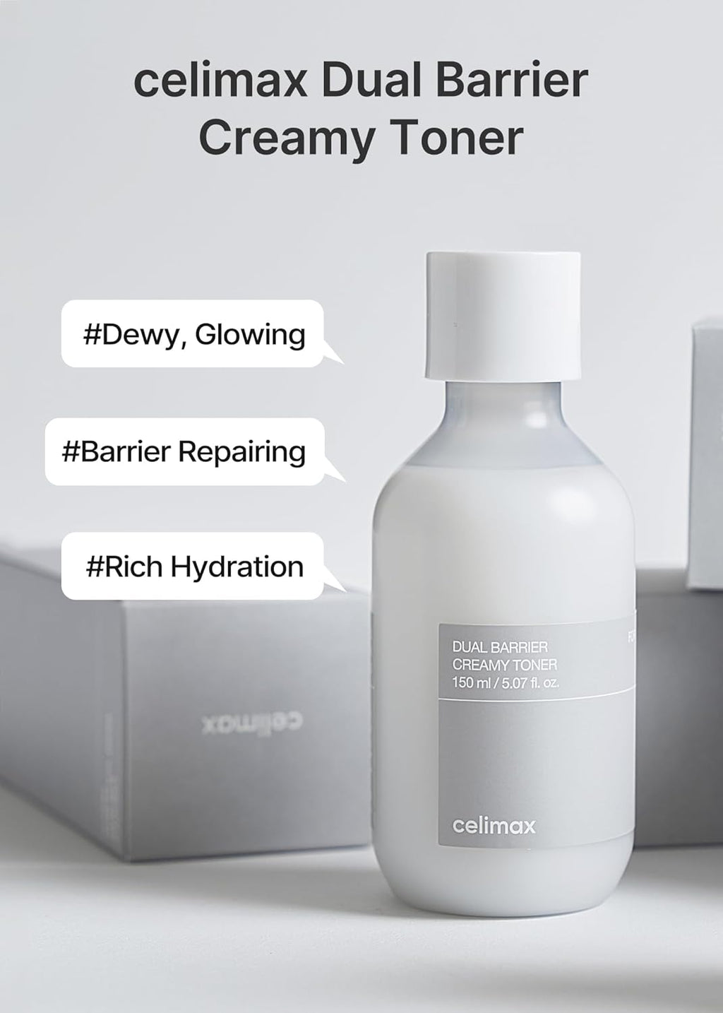 Celimax Dual Barrier Creamy Toner (150ml) with Ceramides, Peptides | Barrier Repair Hydrating Toner for Sensitive Skin | Oil-Free, Alcohol Free, Calming, Soothing, Non-Irritating | Korean Skincare