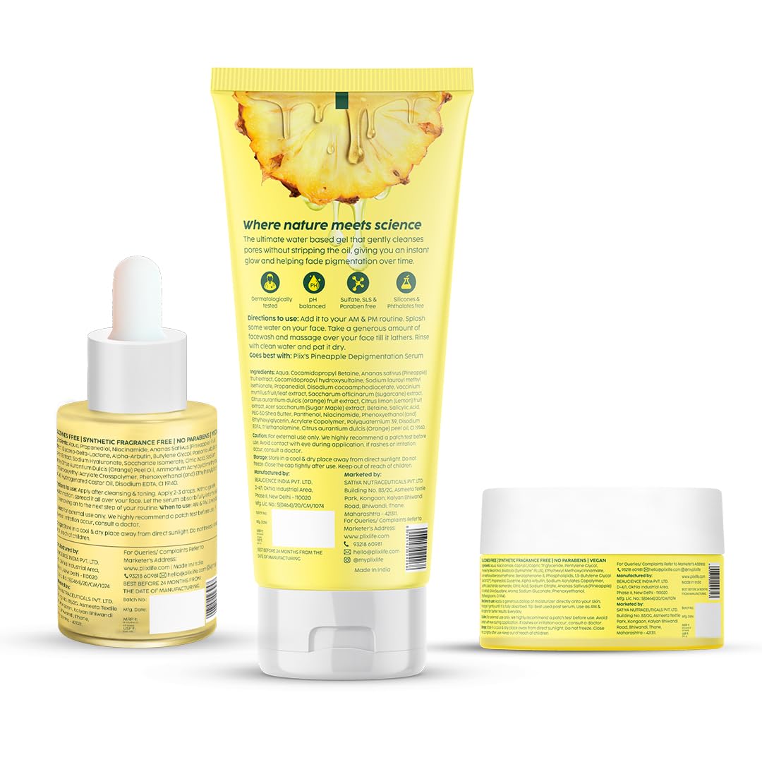 PLIX Cleanser, Facewash Serum and Moisturizer Combo Pack of 3
