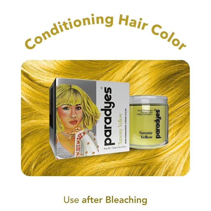 Paradyes Semi-permanent Saxony Yellow Diy Conditioner Based Hair Colour - 120 Gms
