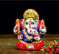 Shri Handicrafts Blessing Lord Ganesha With Metal Meenakari Painting Car Dashboard Idol Small Ganpati Statue