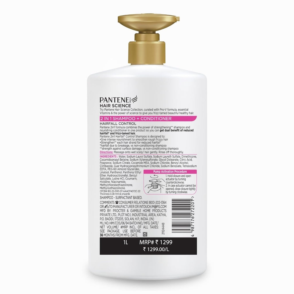Pantene Advanced Hairfall Solution 2in1 Anti-Hairfall Shampoo & Conditioner - 1 Litre