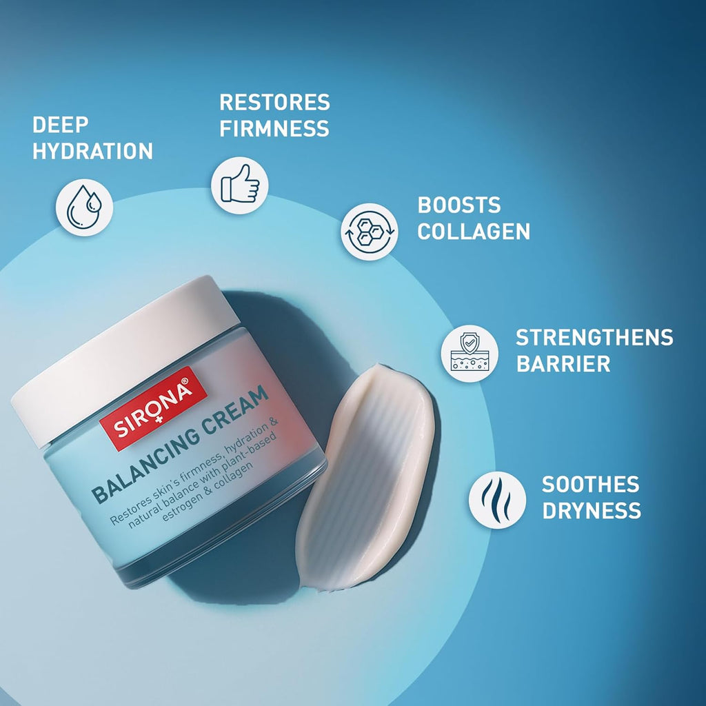 Sirona Skin Balancing Face & Body Cream for Women - 50 GM (Pack of 1) | Hydrating & Firming Moisturizer for Perimenopausal and Menopausal Skin | Restores Moisture & Elasticity | Dermatologically Tested