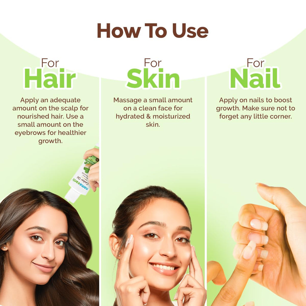 Mamaearth Castor Oil with 100% Pure Cold Pressed Castor Oil For Skin, Hair & Nails - 150 ml | Hydrates & Nourishes Skin | Promotes Hair Growth & Strengthens Hair | Strengthens Nails | Eyebrow & Eyelash Growth