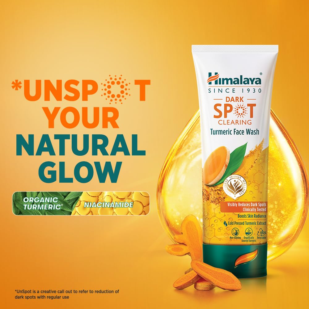 Himalaya Dark Spot Clearing Turmeric Face Wash | Reduce dark spots in 7 days | Organically sourced & Cold-pressed turmeric | 50ml
