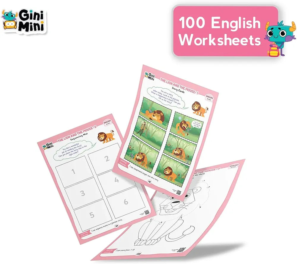 GiniMini 300 Nursery Worksheets for 2 3 4 5 6 Years, Fun Learning Activities, Return & Birthday Gifts for Boys, Girls