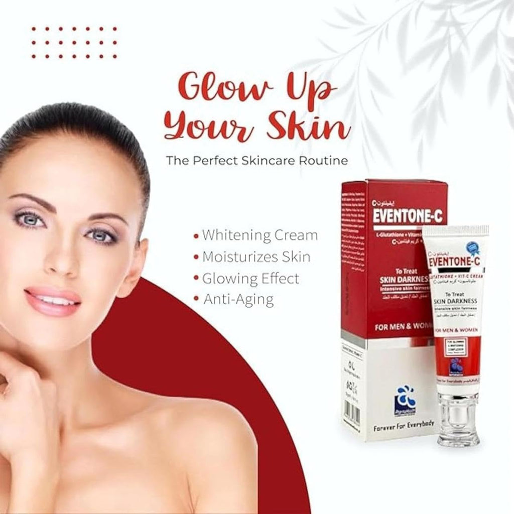 Eventones- C Cream with L Glutathione and Vitamin C: Premier Face Glowing Cream for Radiant, Even-Toned Skin, 30Ml
