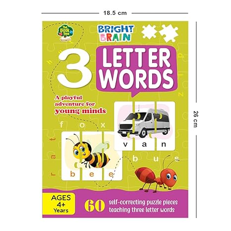 The Book Tree Bright Brain 3 Letter Words Puzzle Learn to Spell 20 Three Letter Words 60 Pieces