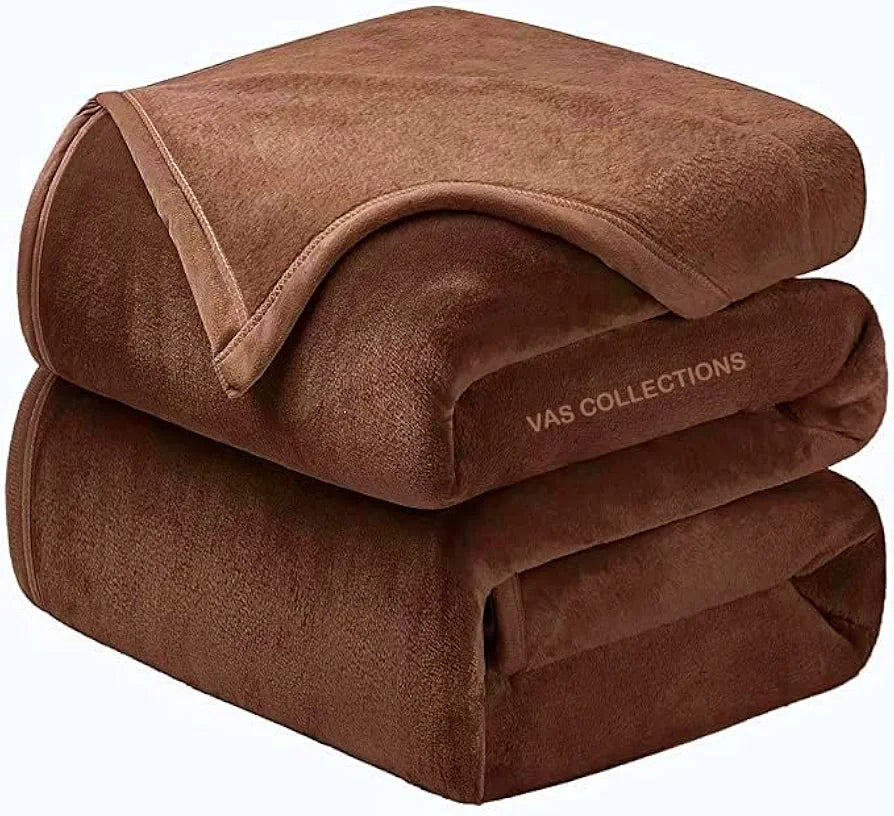 Homekart Premium Solid Color Soft Plush Mink Blanket Ultra Cozy and Warm Silky Soft All-Season Double Bed Blanket TC - 120 Brown
