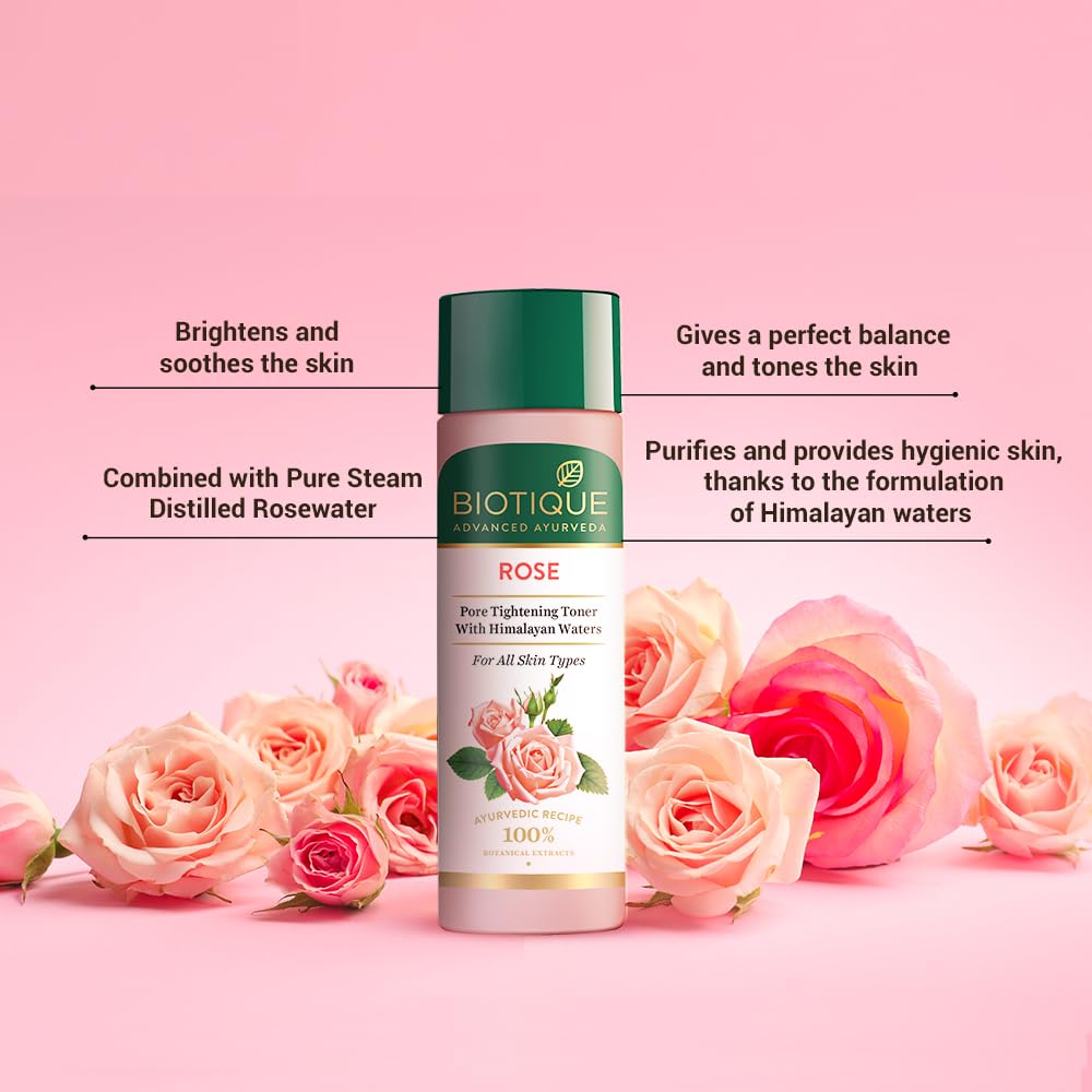 Biotique Bio Rose Pore Tightening Toner With Himalayan Water For All Skin Type 120 Ml